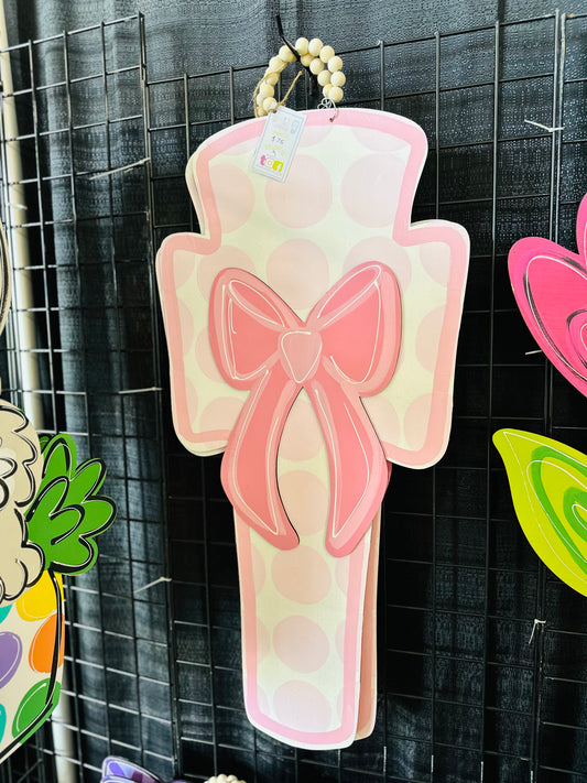 Pink 3D polka Dot Cross