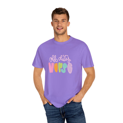 Colorful 'Off Duty Nurse' Unisex T-Shirt - Comfortable & Trendy Gift for Healthcare Workers