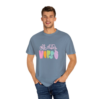 Colorful 'Off Duty Nurse' Unisex T-Shirt - Comfortable & Trendy Gift for Healthcare Workers