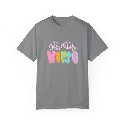 Colorful 'Off Duty Nurse' Unisex T-Shirt - Comfortable & Trendy Gift for Healthcare Workers