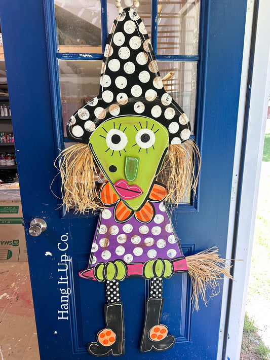 XL WITCH with raffia hair and bow