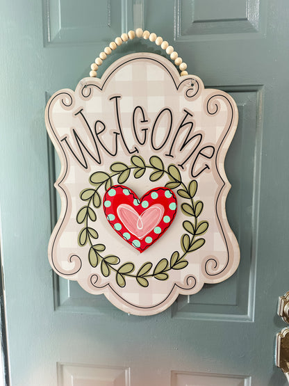 Beige Plaid Welcome interchangeable hanger