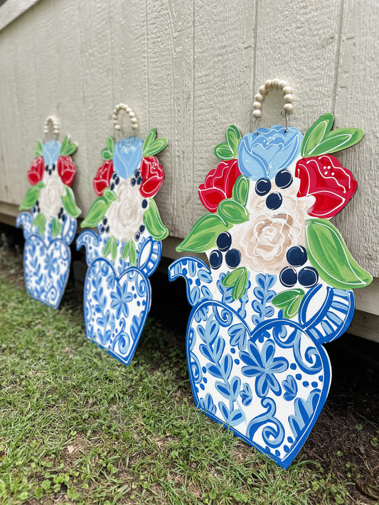 Chinoiserie Vase Patriotic Colors