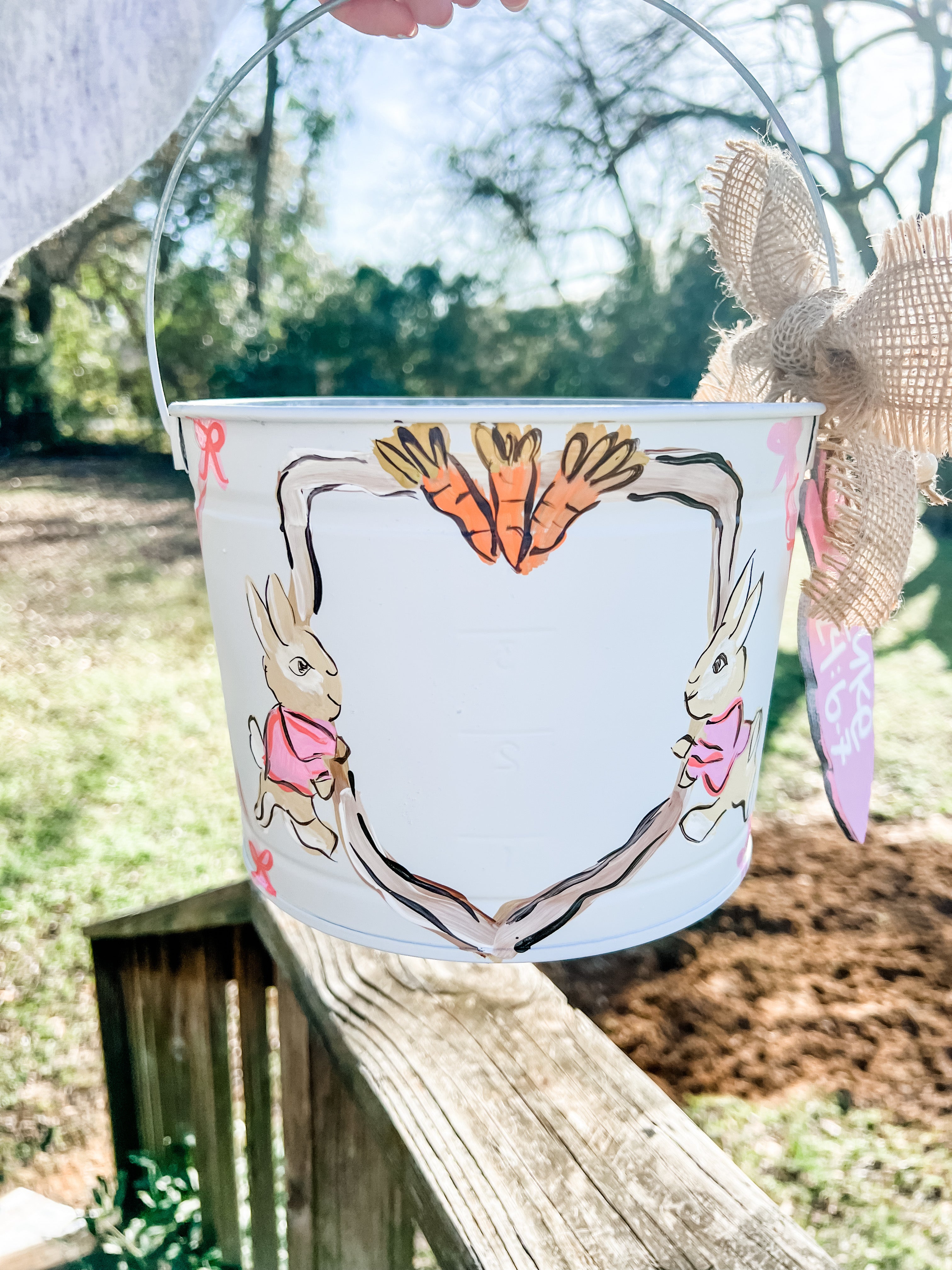 Easter bunny Bucket, Pink Bunny Pail, Bunny Bucket, EASTER DELIVERY retail Order DEADLINE, 4/3/22